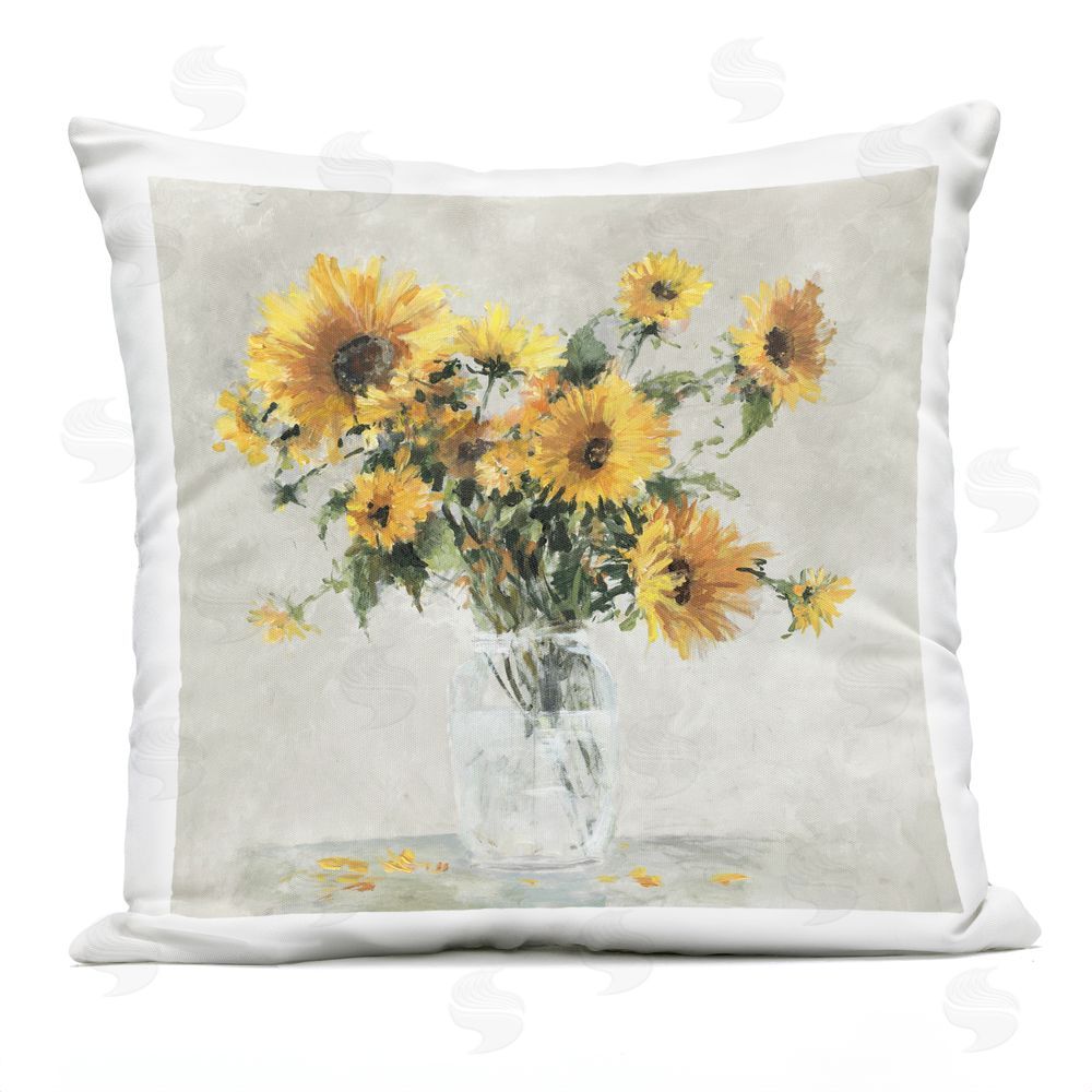 Lorenzo Collective Pop of Sunflowers Bouquet Outdoor Quick-Dry Polyester Square Throw Pillow