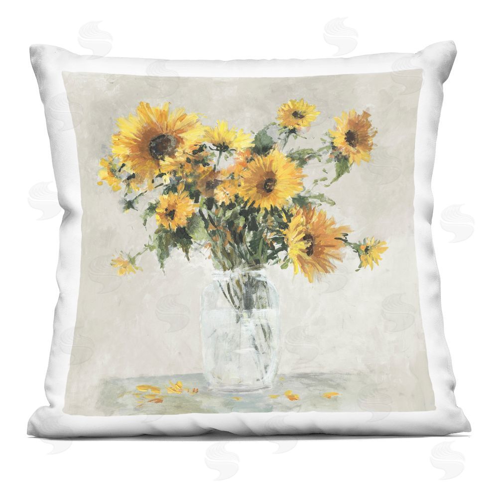 Lorenzo Collective Pop of Sunflowers Bouquet Indoor Plush Polyester Square Throw Pillow
