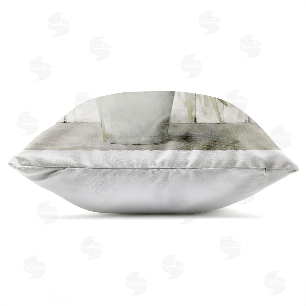 Lorenzo Collective Country Floral Tin Vase Outdoor Quick-Dry Polyester Square Throw Pillow Zipper Detail