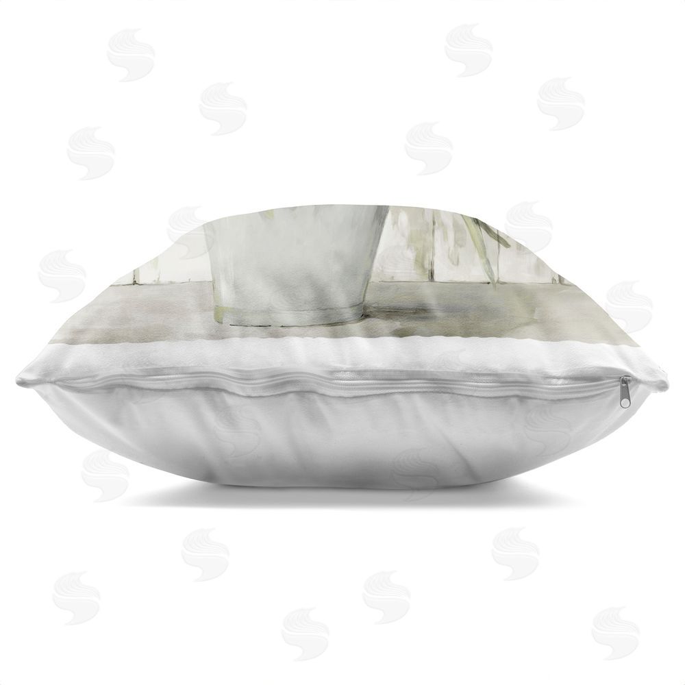 Lorenzo Collective Country Floral Tin Vase Indoor Plush Polyester Square Throw Pillow Zipper Detail