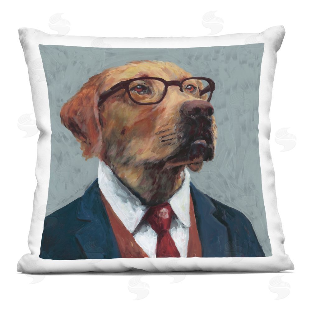Studio Bautista Bark Kent Portrait Indoor Plush Polyester Square Throw Pillow