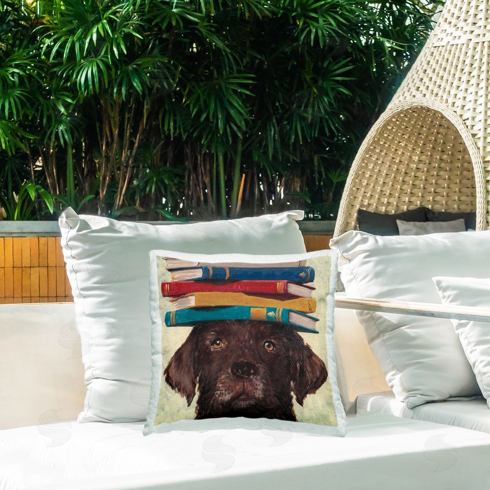 Studio Bautista Studious Abby Dog Outdoor Quick-Dry Polyester Printed Square Pillow on Patio