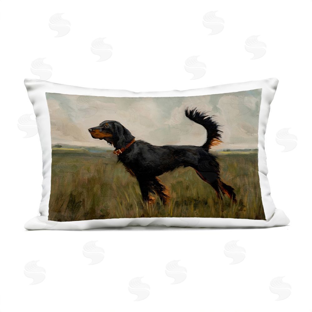 Marian Parsons Collared Hound in Tall Grasses Outdoor Quick-Dry Polyester Lumbar Pillow