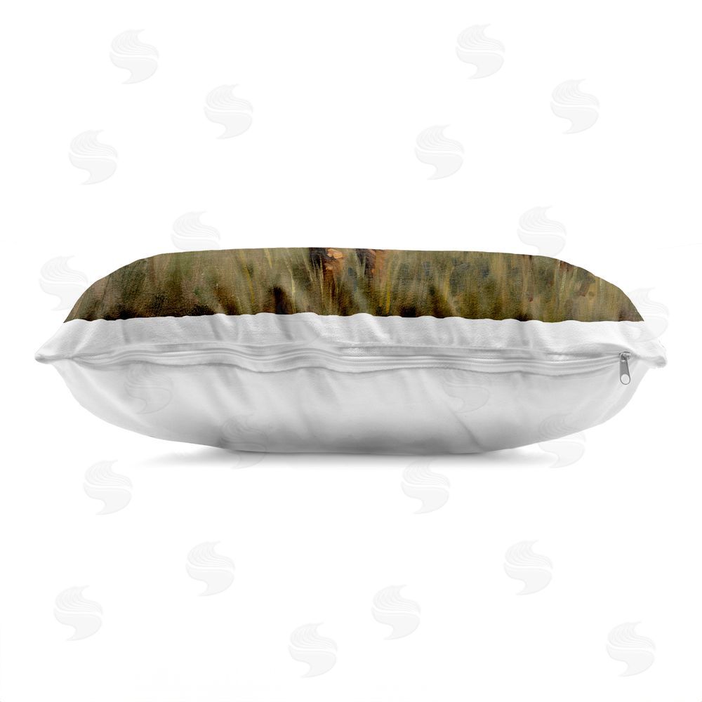 Marian Parsons Collared Hound in Tall Grasses Indoor Plush Polyester Lumbar Pillow Zipper Detail