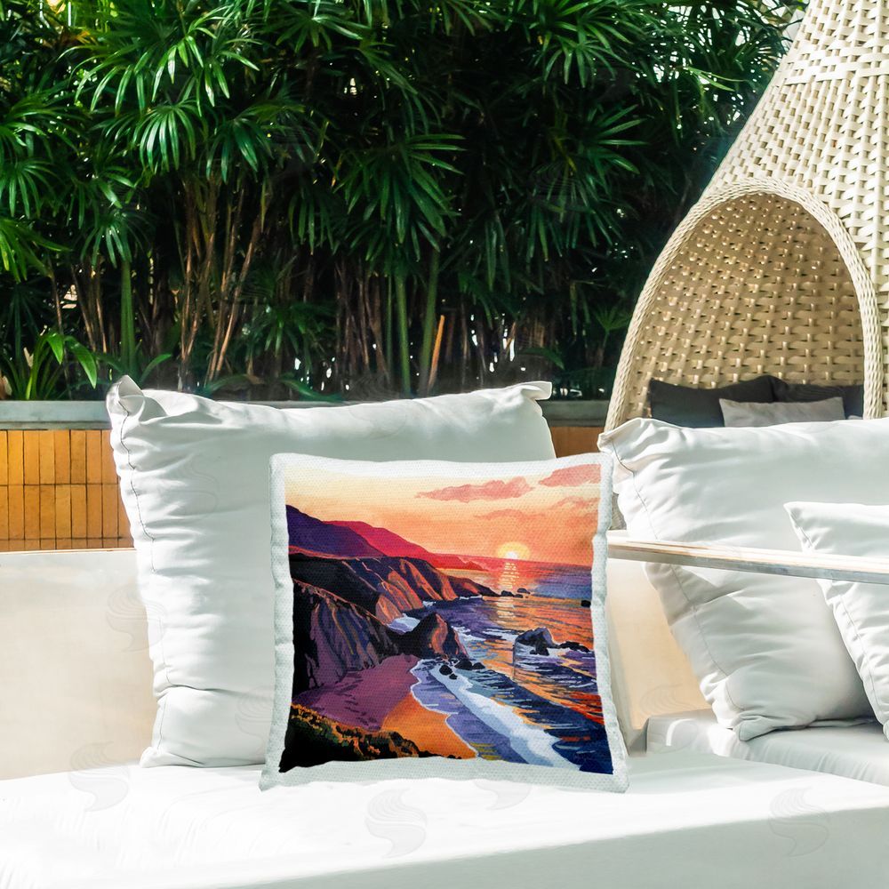Kate Jarvik Birch Sunset On The Sandy Dune Outdoor Quick-Dry Polyester Printed Square Pillow on Patio