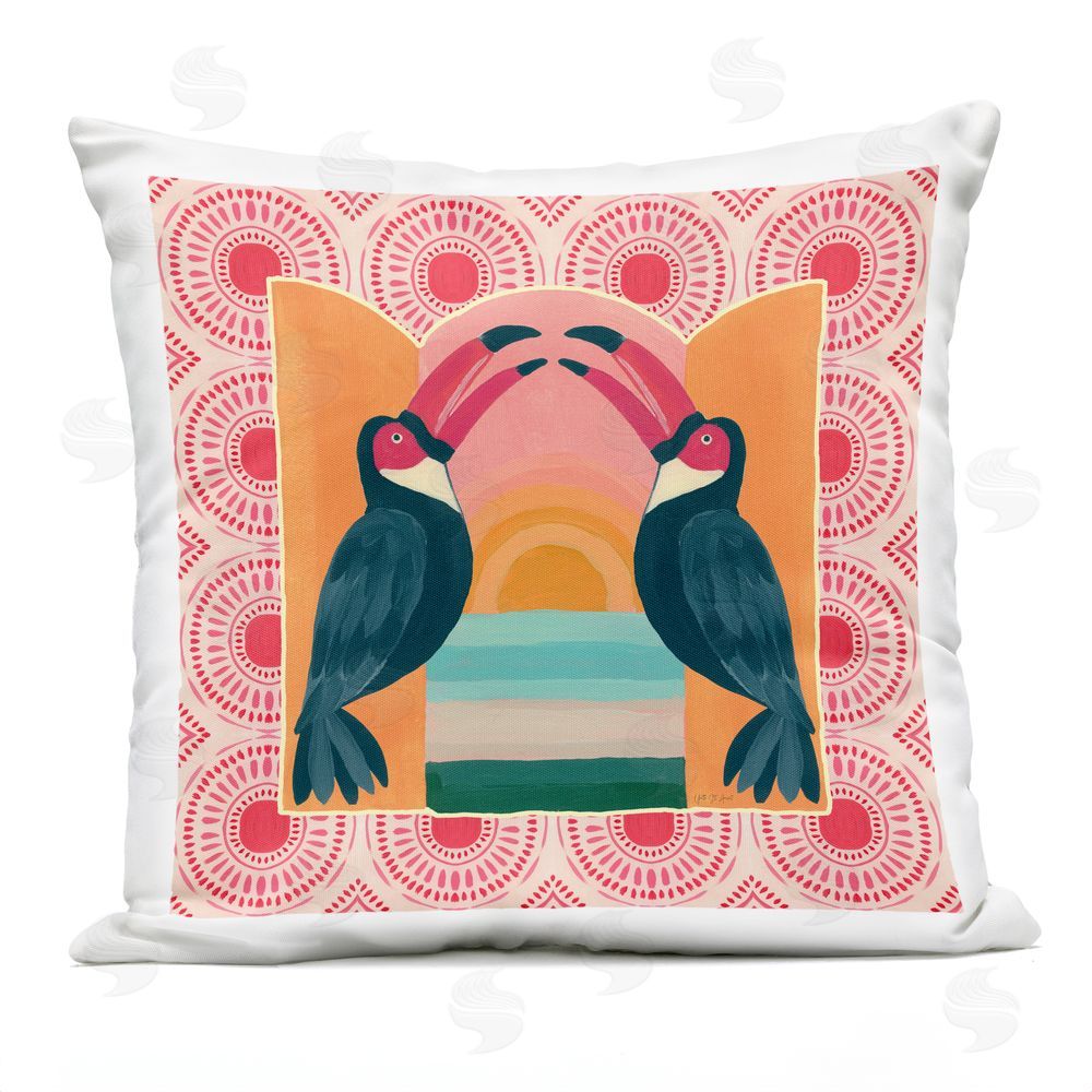 Yvette St. Amant Tropical Toucans Symmetry Outdoor Quick-Dry Polyester Square Throw Pillow