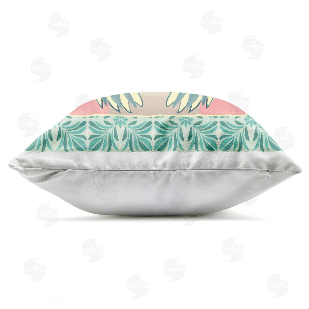 Yvette St. Amant Tropical Cockatoos at Sunset Outdoor Quick-Dry Polyester Square Throw Pillow Zipper Detail