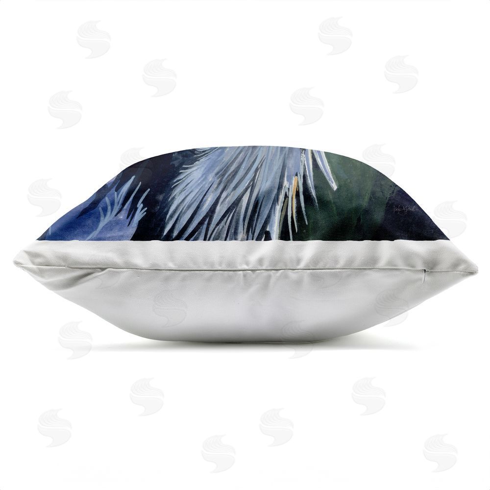 Kate Jarvik Birch Blue Heron Backlit in Morning Outdoor Quick-Dry Polyester Square Throw Pillow Zipper Detail