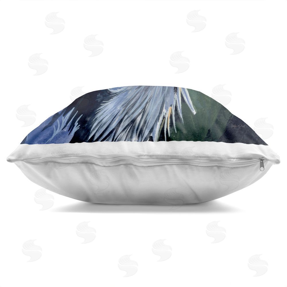 Kate Jarvik Birch Blue Heron Backlit in Morning Indoor Plush Polyester Square Throw Pillow Zipper Detail