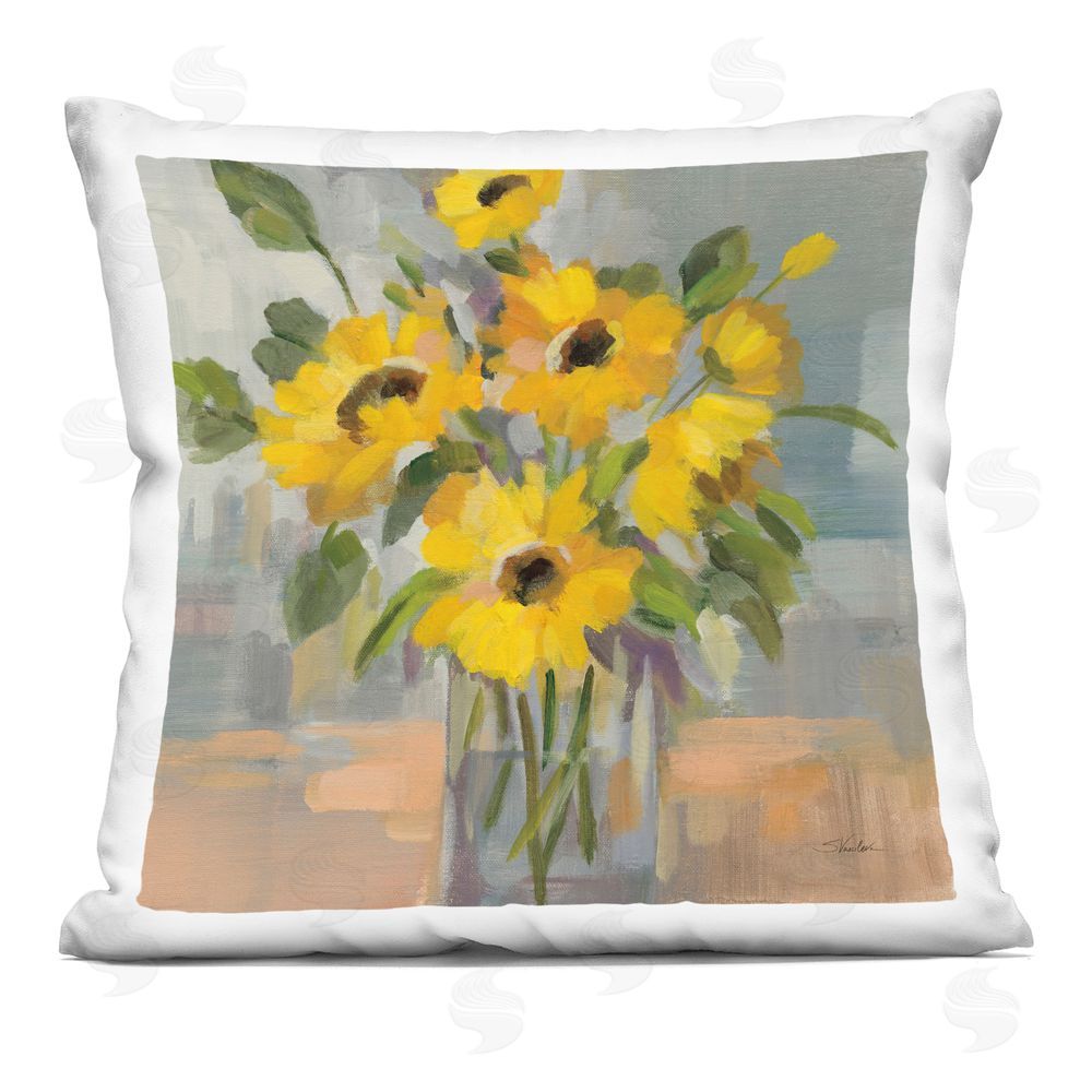 Silvia Vassileva Sunny Florals Impression Indoor Plush Polyester Square Throw Pillow