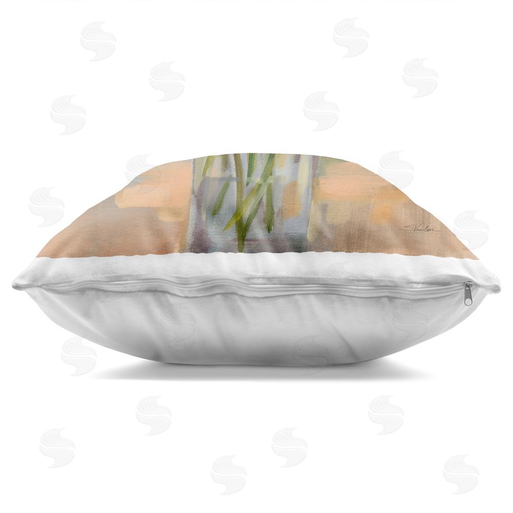 Silvia Vassileva Sunny Florals Impression Indoor Plush Polyester Square Throw Pillow Zipper Detail