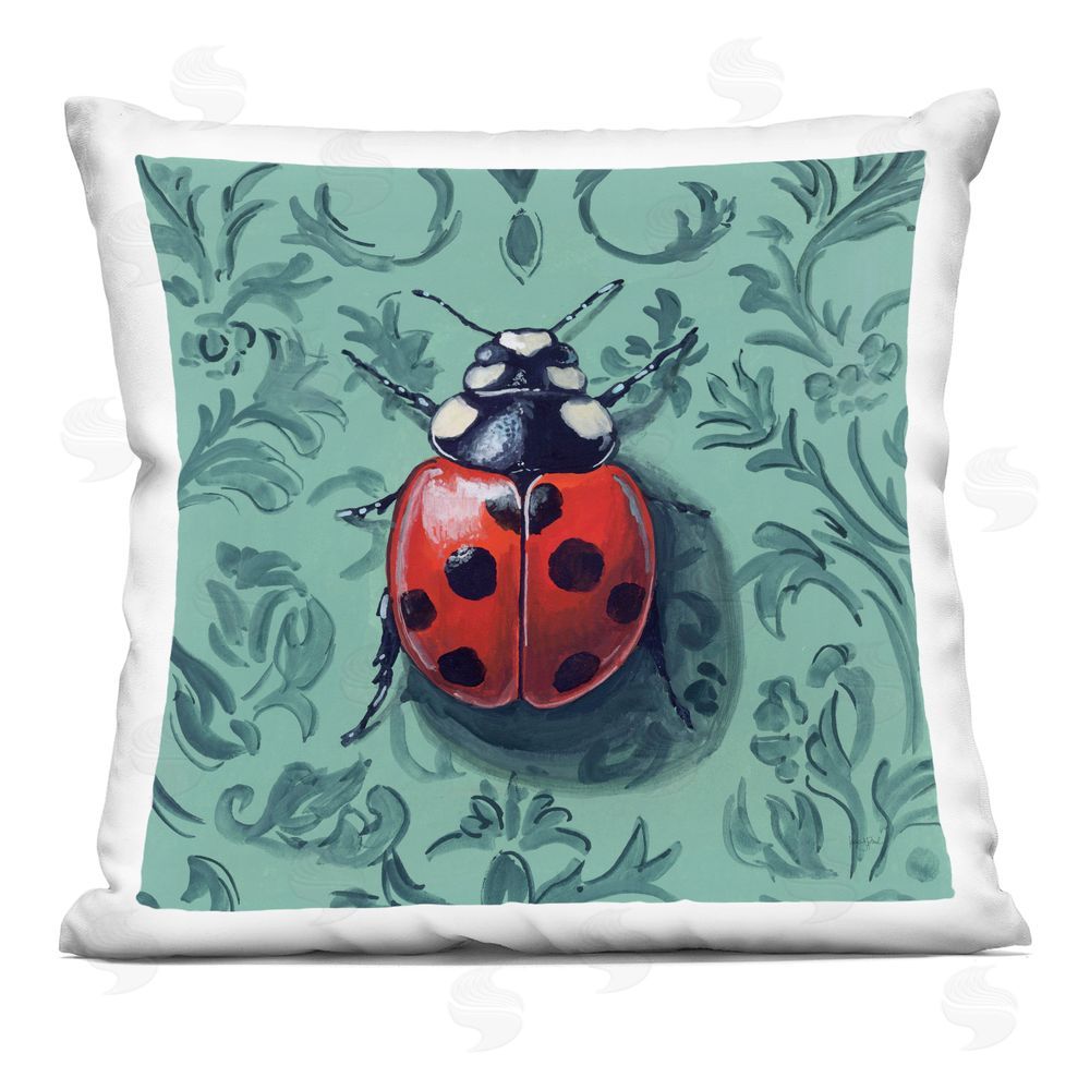 Kate Jarvik Birch Lady Bug In The Parlor Room Indoor Plush Polyester Square Throw Pillow