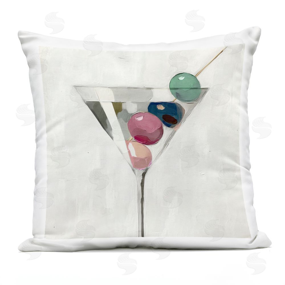 Annabelle Hall Martini with Hued Olives Outdoor Quick-Dry Polyester Square Throw Pillow