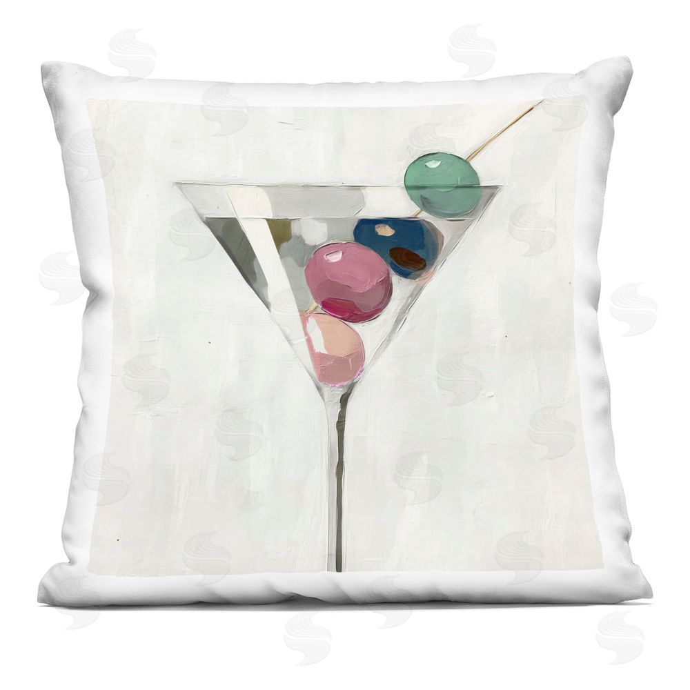 Annabelle Hall Martini with Hued Olives Indoor Plush Polyester Square Throw Pillow