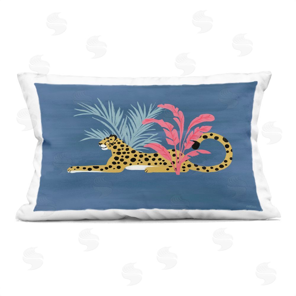 Cat Thurman Designs Tropical Cheetah Among Foliage Indoor Plush Polyester Lumbar Pillow