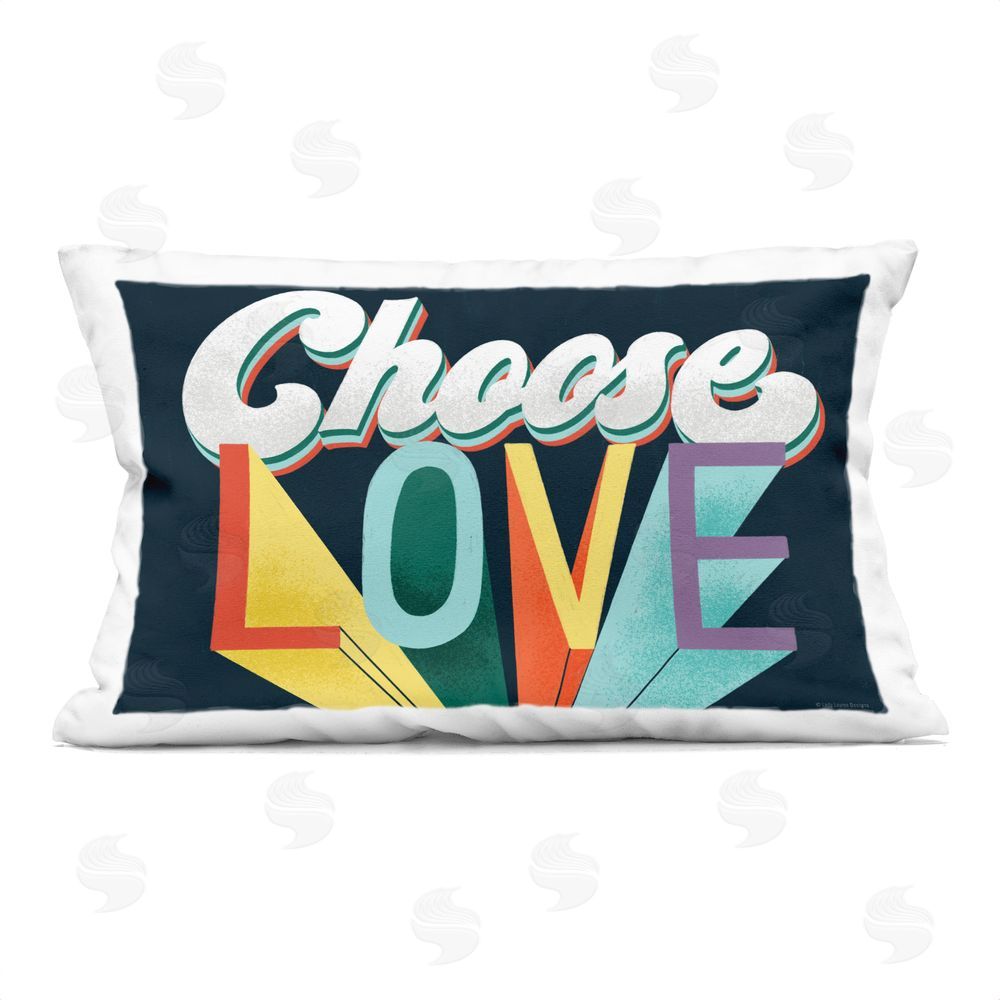 Pam Britton Choose Love Bold & Retro Indoor Plush Polyester Lumbar Pillow