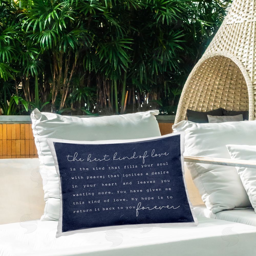 Susan Ball The Best Kind Of Love Heartfelt Words Outdoor Quick-Dry Polyester Printed Lumbar Pillow on Patio