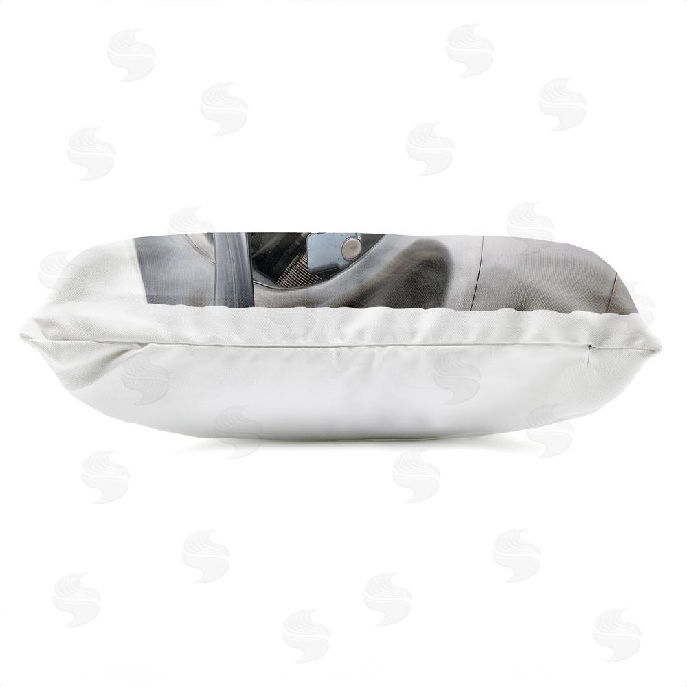 Seven Trees Design Polished Aircraft Propeller Closeup Outdoor Quick-Dry Polyester Lumbar Pillow Zipper Detail