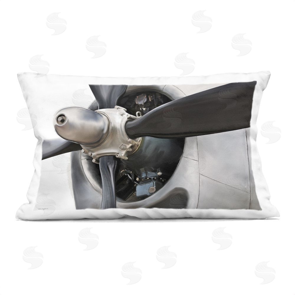 Seven Trees Design Polished Aircraft Propeller Closeup Indoor Plush Polyester Lumbar Pillow