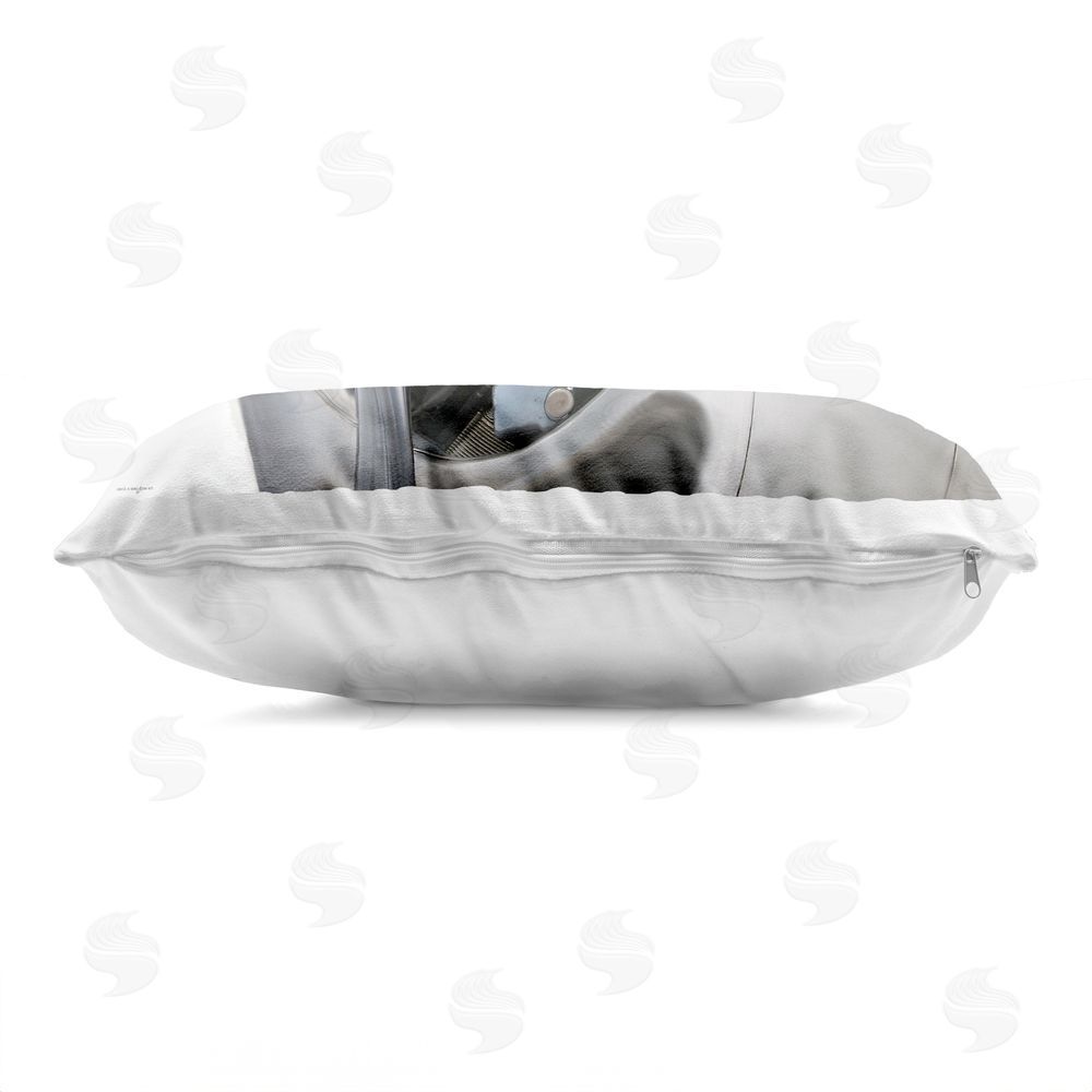 Seven Trees Design Polished Aircraft Propeller Closeup Indoor Plush Polyester Lumbar Pillow Zipper Detail