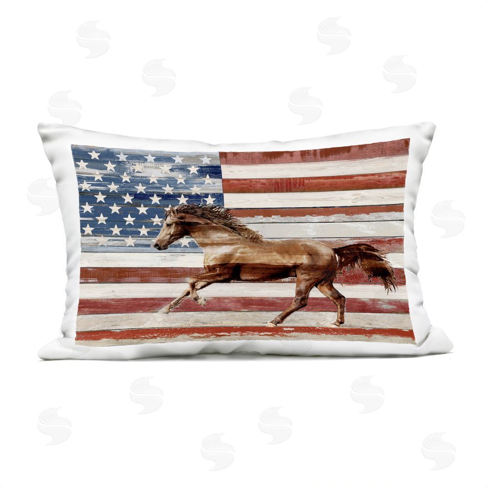 Amber Sterling Galloping Horse Americana Outdoor Quick-Dry Polyester Lumbar Pillow
