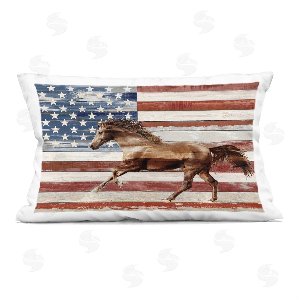 Amber Sterling Galloping Horse Americana Indoor Plush Polyester Lumbar Pillow