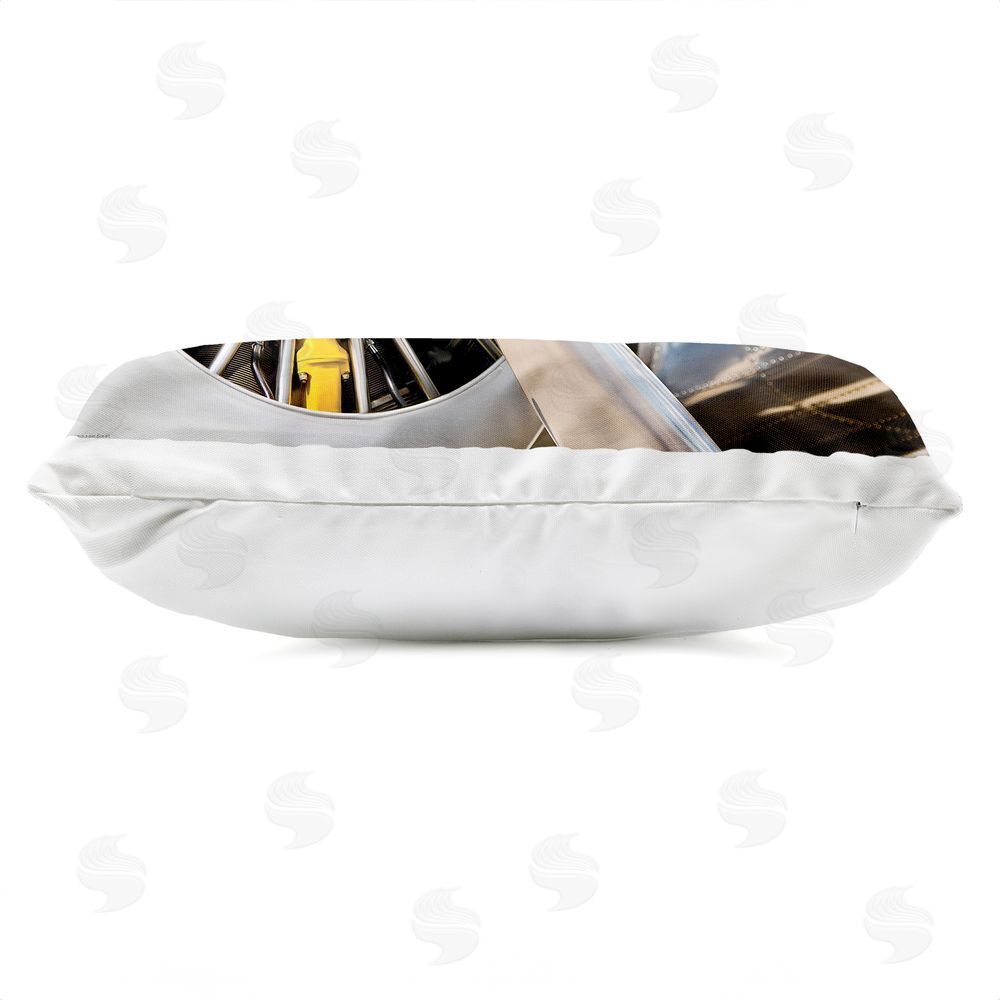 Seven Trees Design Polished Plane Propeller Close Up Outdoor Quick-Dry Polyester Lumbar Pillow Zipper Detail
