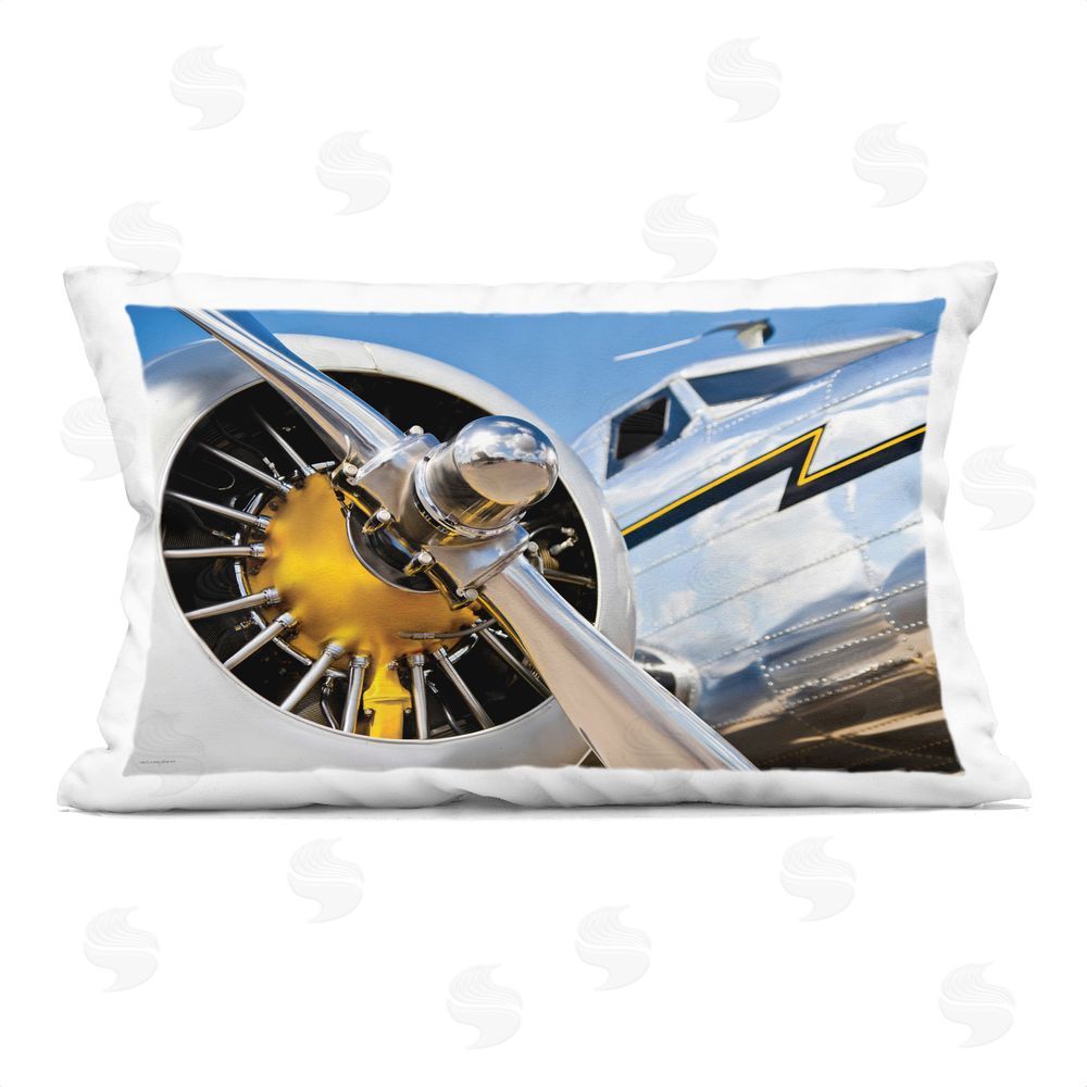Seven Trees Design Polished Plane Propeller Close Up Indoor Plush Polyester Lumbar Pillow
