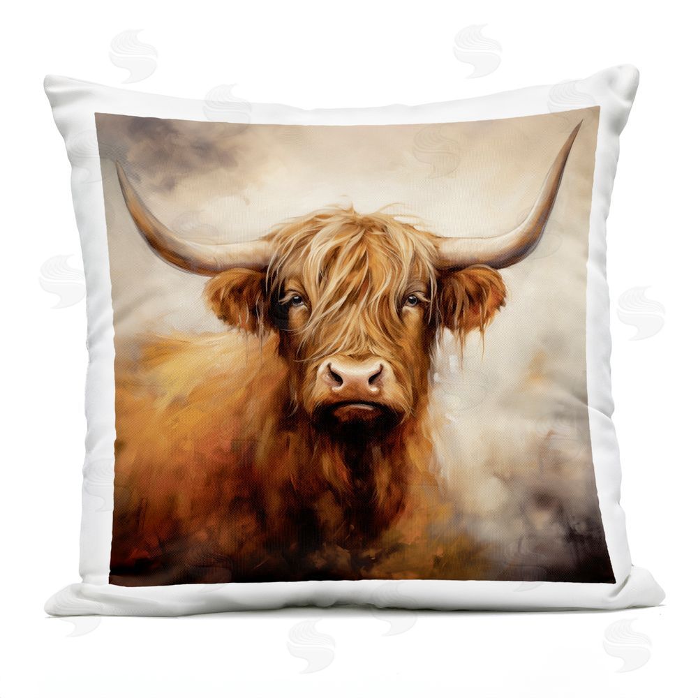 Heidi Kuntz Rusty Highland Bull Portrait Outdoor Quick-Dry Polyester Square Throw Pillow