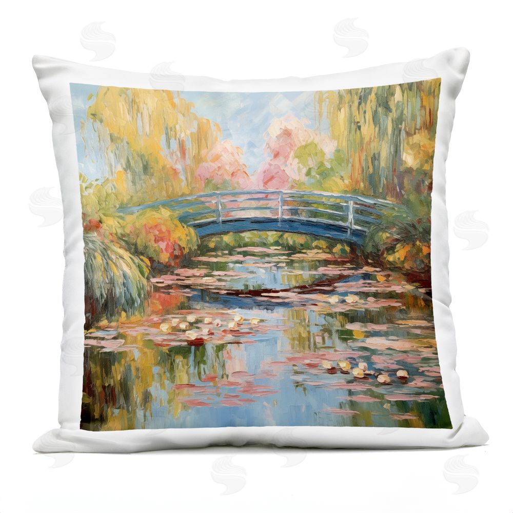 Heidi Kuntz Lilies Beneath Bridge Outdoor Quick-Dry Polyester Square Throw Pillow