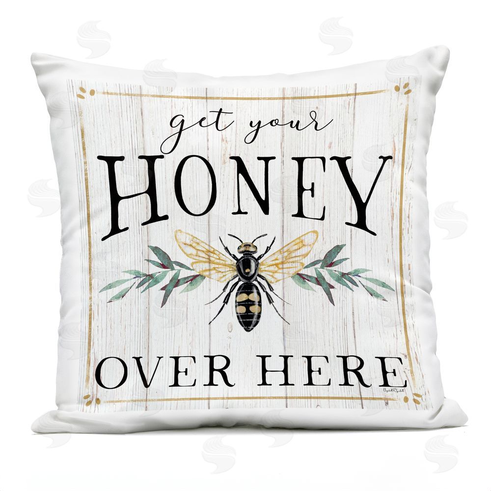 Elizabeth Tyndall Get Your Honey Over Here Outdoor Quick-Dry Polyester Square Throw Pillow
