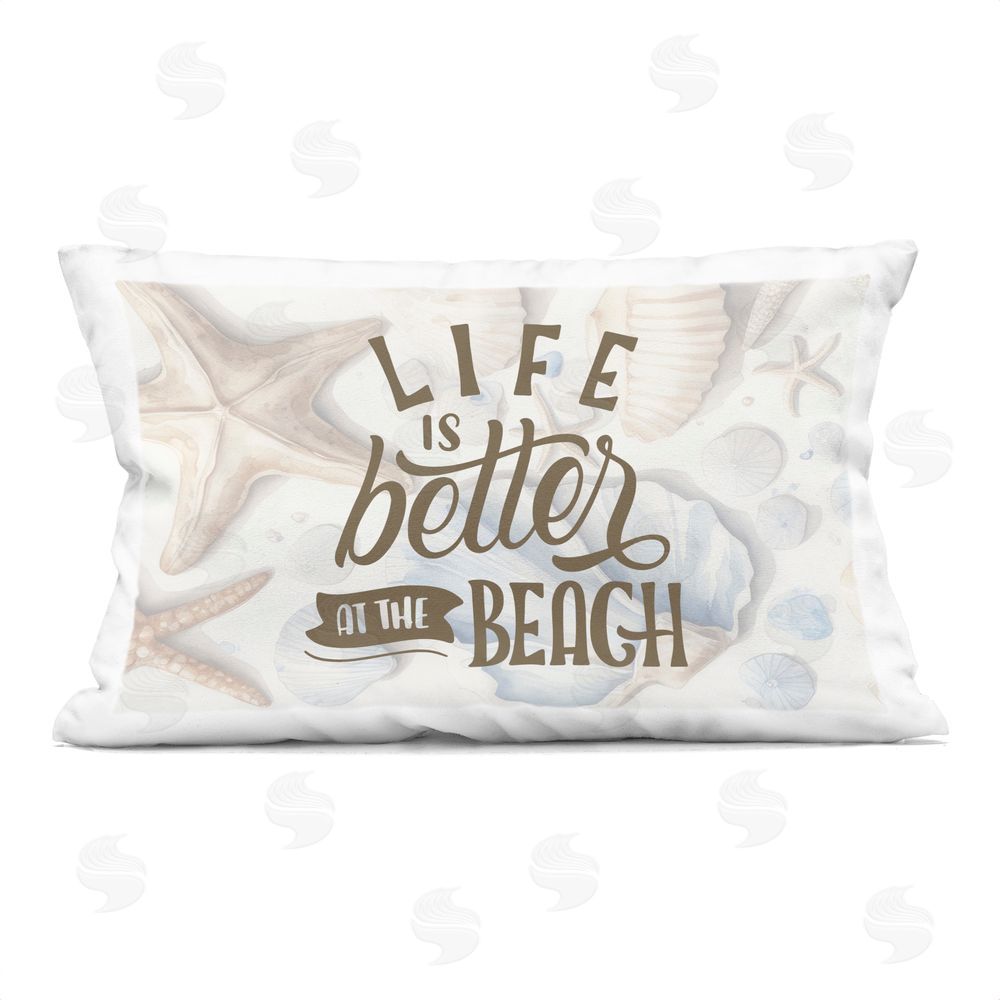 Kim Allen Better At Beach Seashells Indoor Plush Polyester Lumbar Pillow