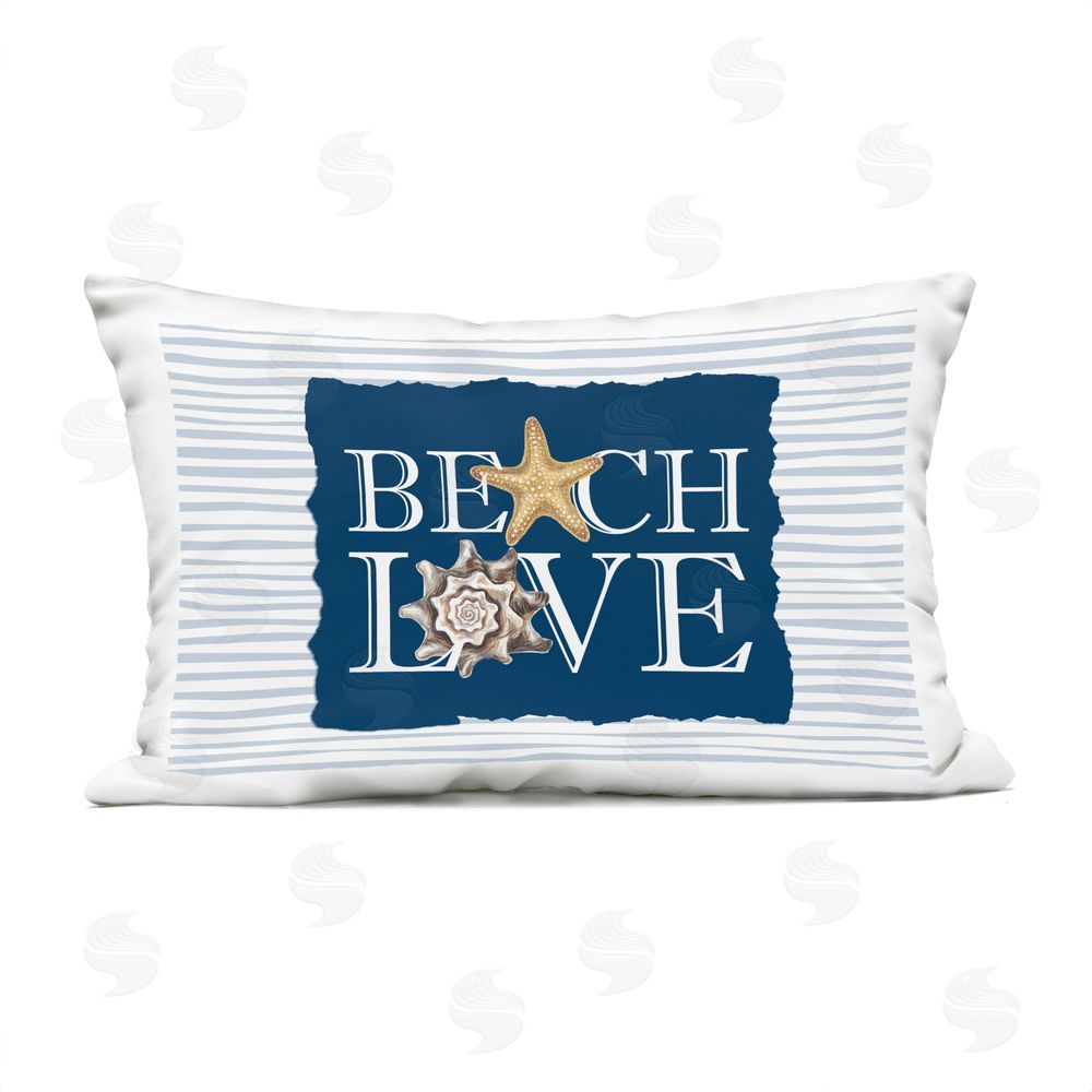 Kim Allen Beach Love Seashells Outdoor Quick-Dry Polyester Lumbar Pillow