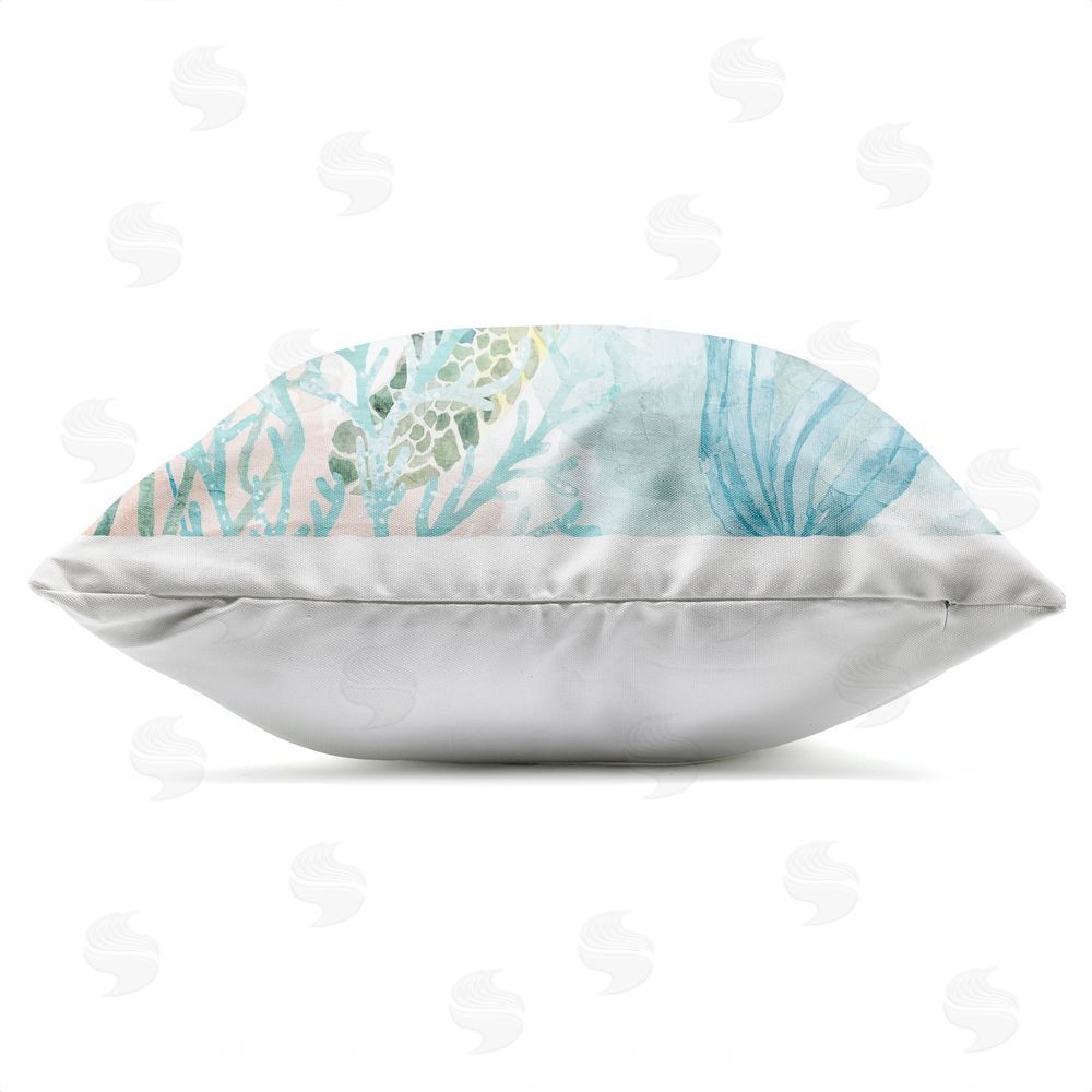 Kim Allen Sea Swim Turtle Outdoor Quick-Dry Polyester Square Throw Pillow Zipper Detail