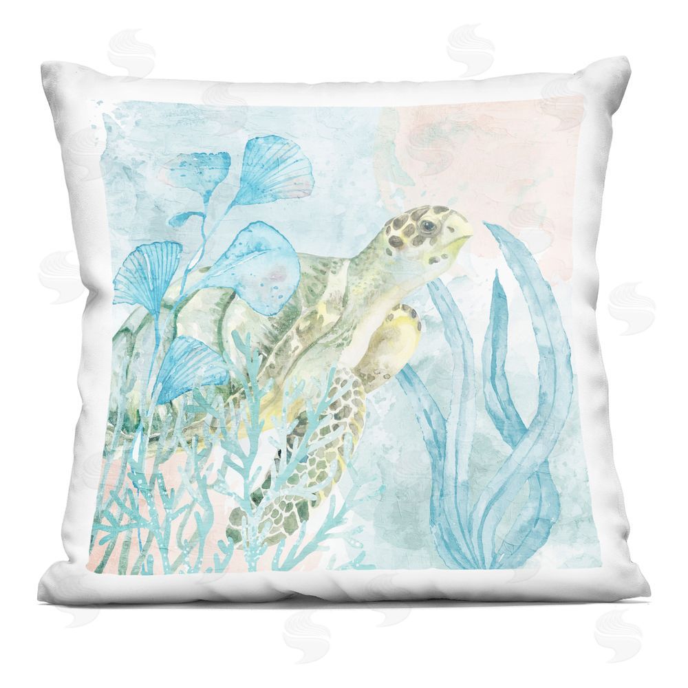 Kim Allen Sea Swim Turtle Indoor Plush Polyester Square Throw Pillow