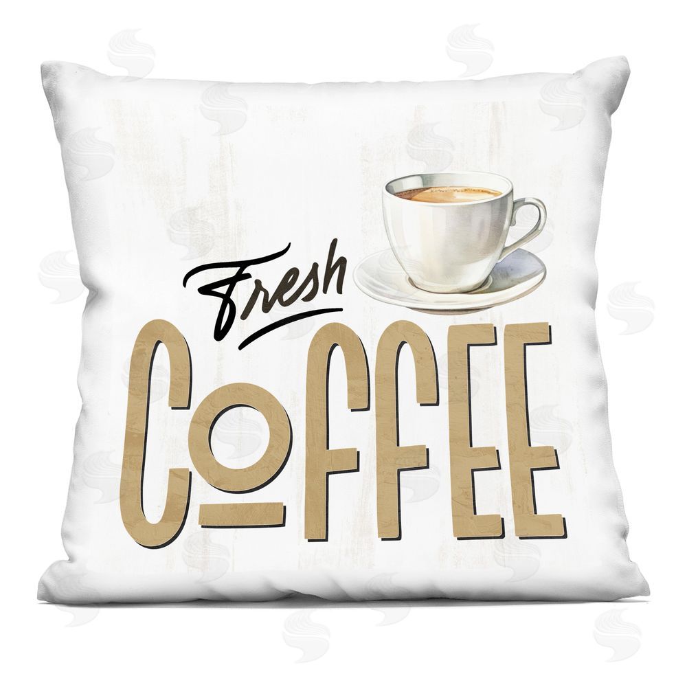 Kim Allen Fresh Hot Coffee Indoor Plush Polyester Square Throw Pillow