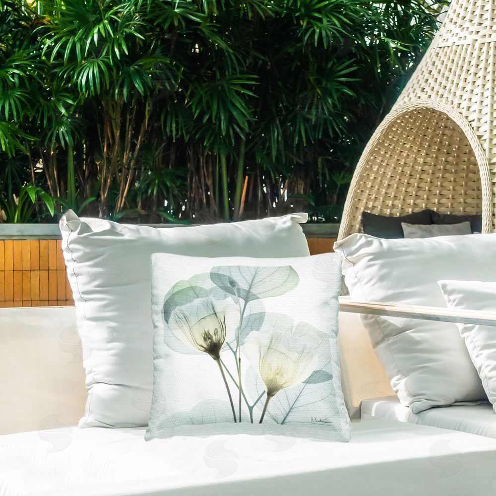 Albert Koetsier Divine Fate Flower Leaves Outdoor Quick-Dry Polyester Printed Square Pillow on Patio