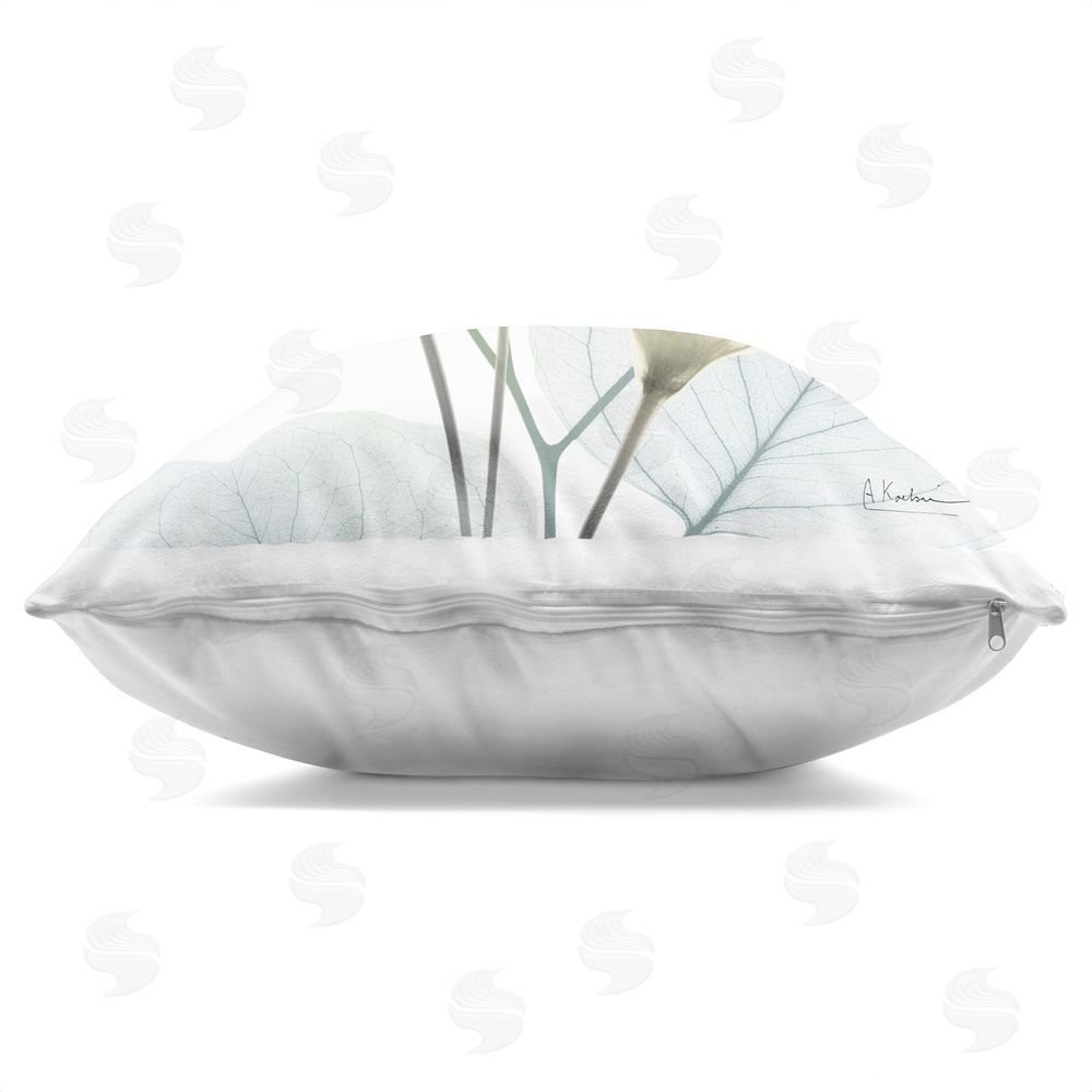 Albert Koetsier Divine Fate Flower Leaves Indoor Plush Polyester Square Throw Pillow Zipper Detail