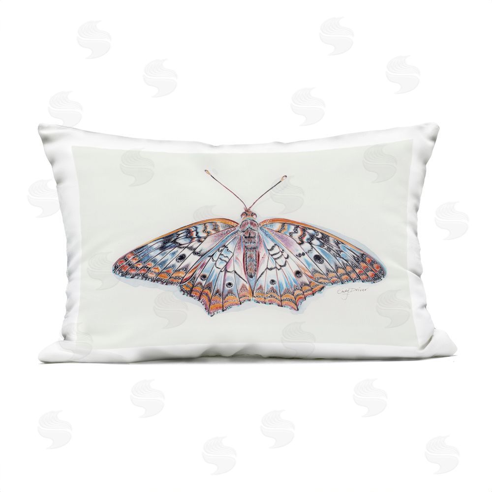 Cady Driver Delicate Moth with Detailed Pattern Outdoor Printed Throw Pillow