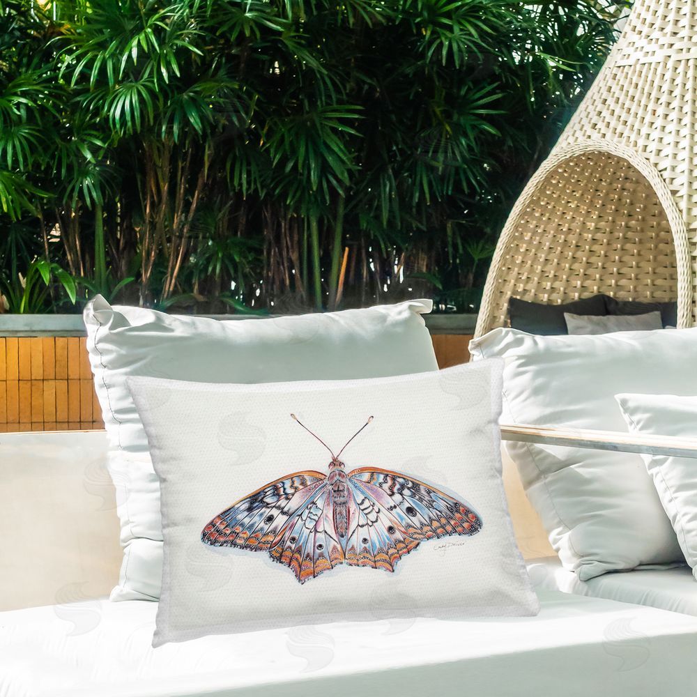 Cady Driver Delicate Moth with Detailed Pattern Outdoor Printed Throw Pillow on Patio