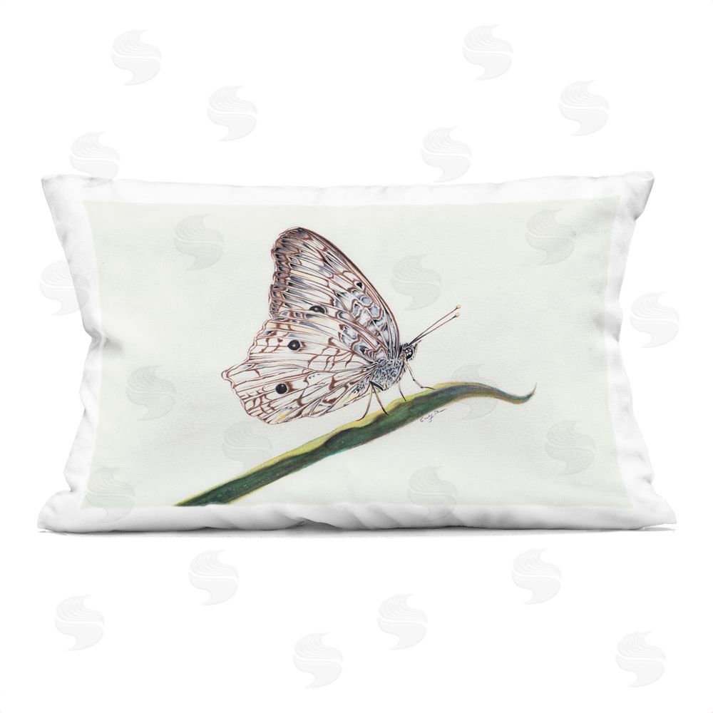 Cady Driver Intricate Butterfly on Twig Indoor Printed Throw Pillow