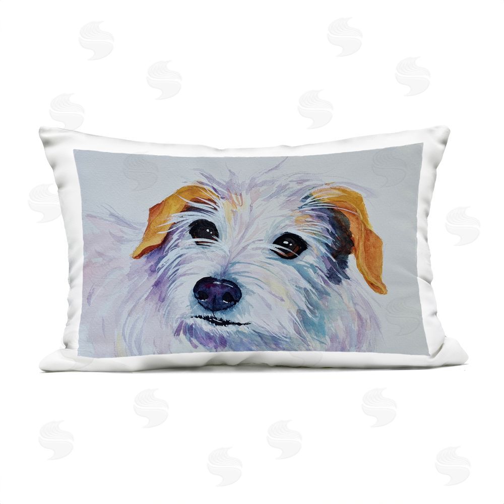 Tatiana Roberts White Terrier Dog Portrait Outdoor Printed Throw Pillow