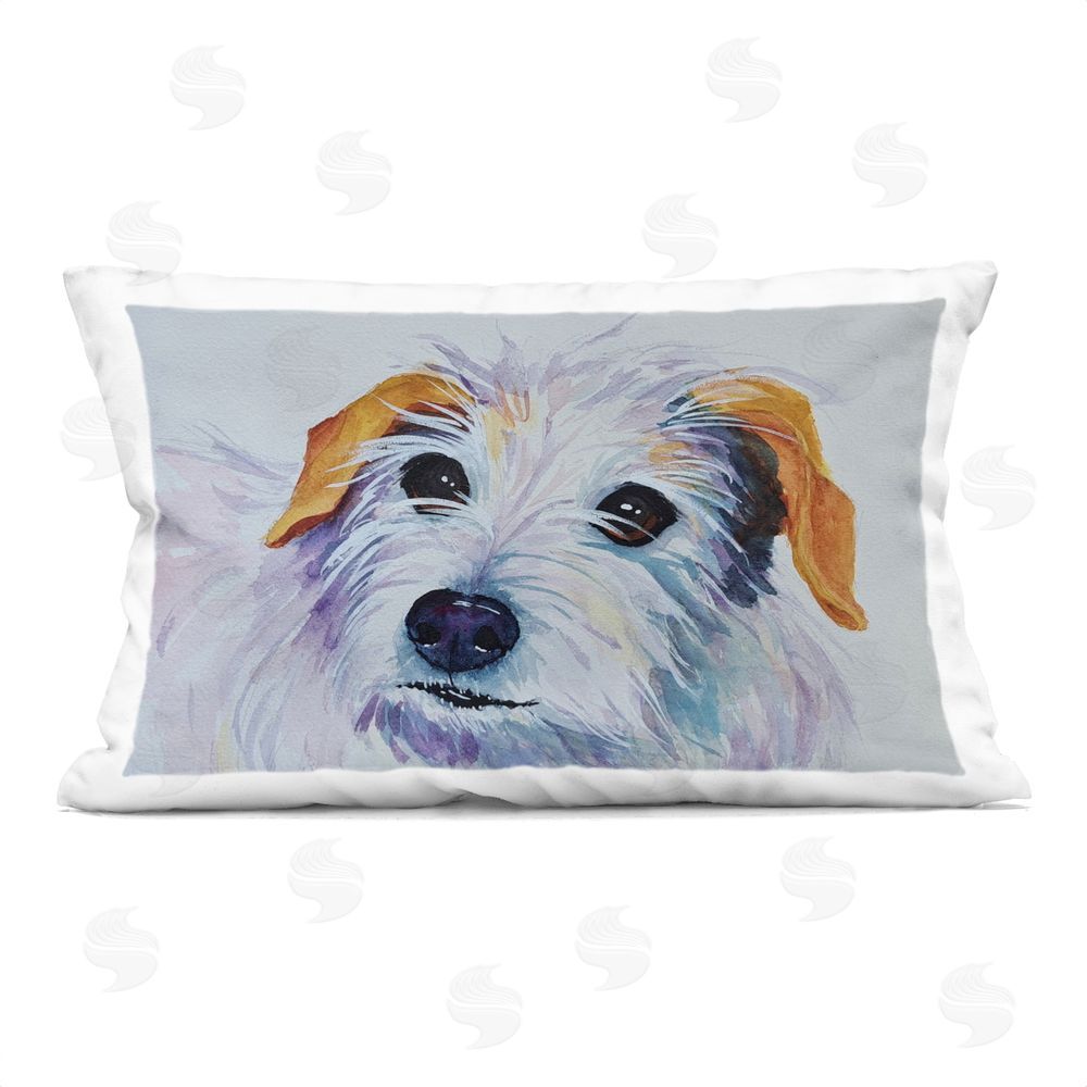 Tatiana Roberts White Terrier Dog Portrait Indoor Printed Throw Pillow