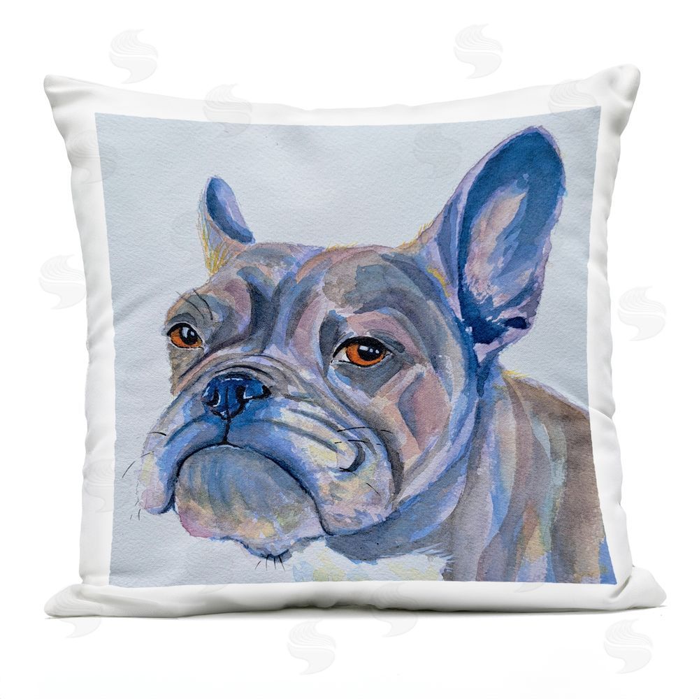 Tatiana Roberts Bulldog Puppy Portrait Outdoor Printed Throw Pillow