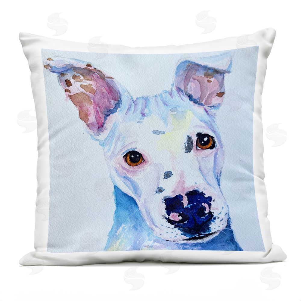 Tatiana Roberts White Dog Watercolor Outdoor Printed Throw Pillow