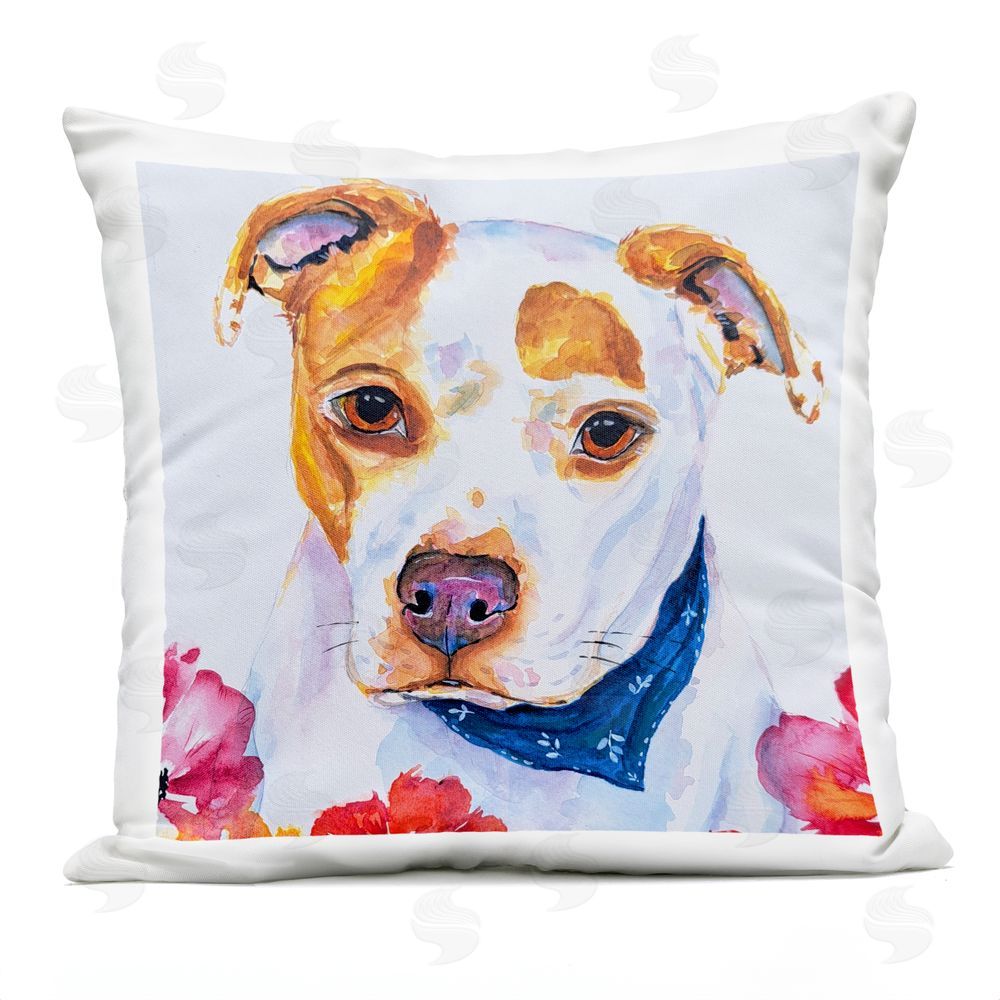 Tatiana Roberts Spotted Dog Portrait Outdoor Printed Throw Pillow