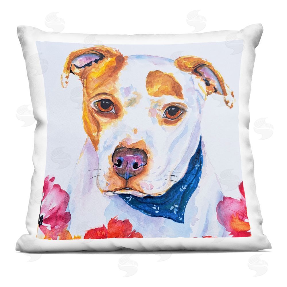Tatiana Roberts Spotted Dog Portrait Indoor Printed Throw Pillow