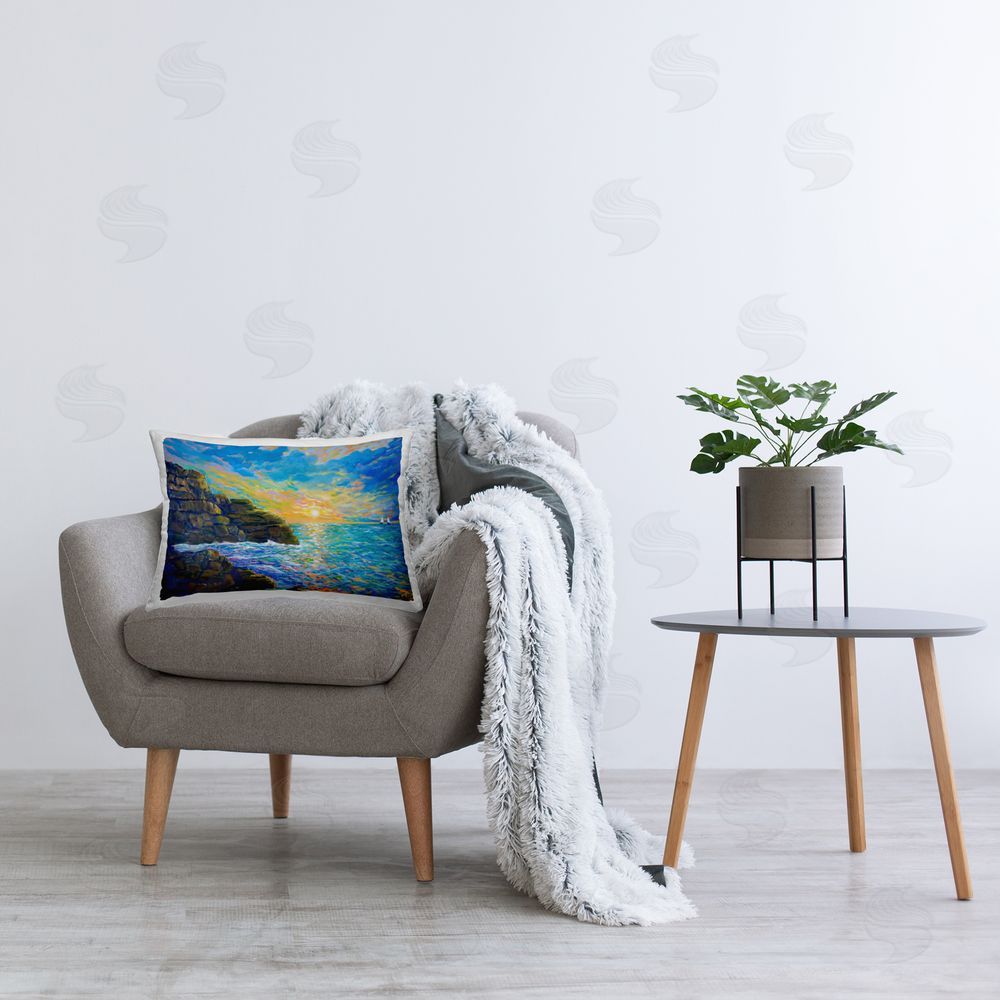 Lee Ann Zirbes Reflections Of The Sea Printed Indoor Throw Pillow in Room