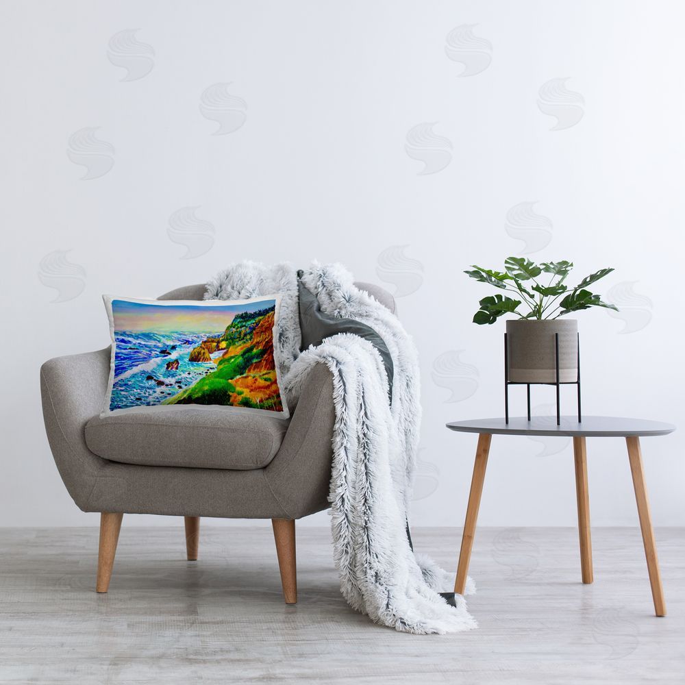 Lee Ann Zirbes Coastal Daydream Waves Printed Indoor Throw Pillow in Room