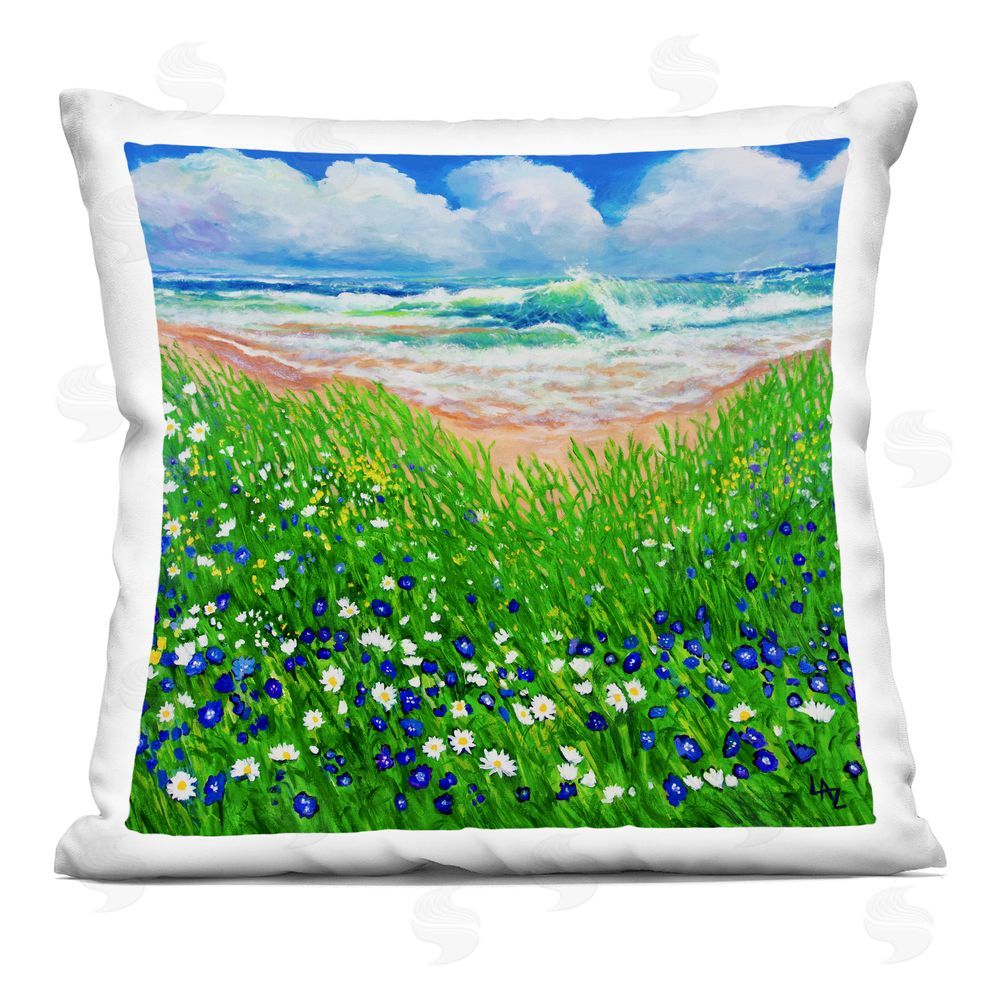 Lee Ann Zirbes Summer Wind Beach Flowers Square Printed Throw Pillow